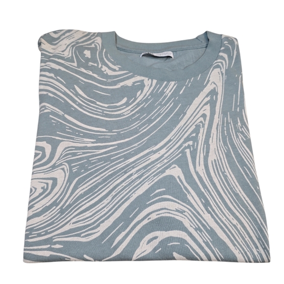 Zara abstract Green/white swirls T-Shirt M - Picture 4 of 4